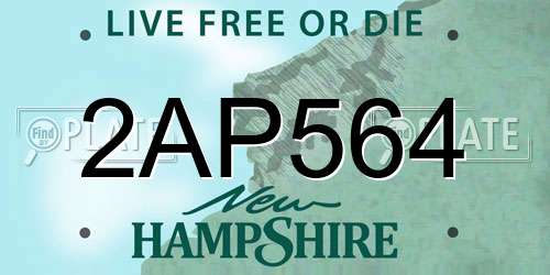 2AP564 New Hampshire License Plate