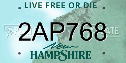 2AP768 New Hampshire License Plate