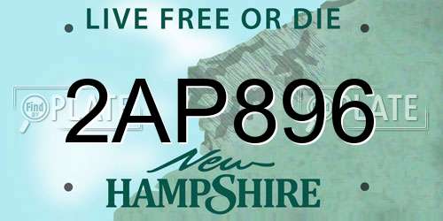 2AP896 New Hampshire License Plate