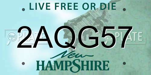 2AQG57 New Hampshire License Plate