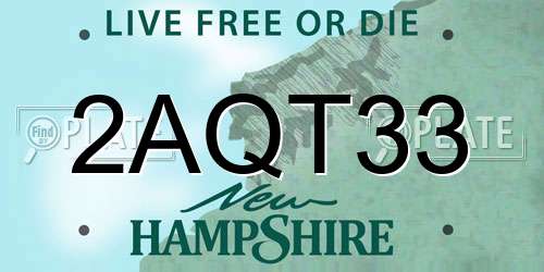 2AQT33 New Hampshire License Plate