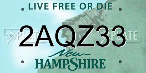 2AQZ33 New Hampshire License Plate