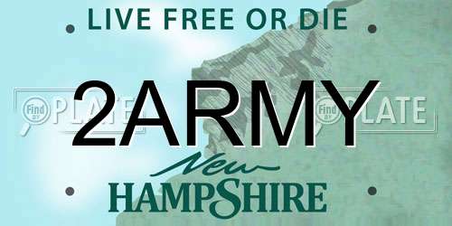 2ARMY New Hampshire License Plate