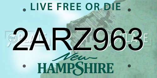 2ARZ963 New Hampshire License Plate