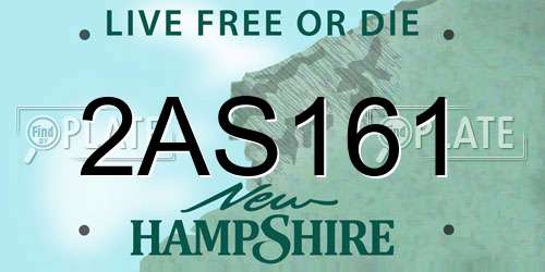 2AS161 New Hampshire License Plate