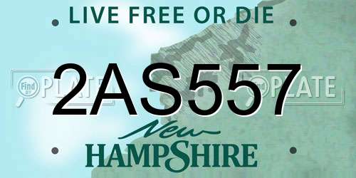 2AS557 New Hampshire License Plate