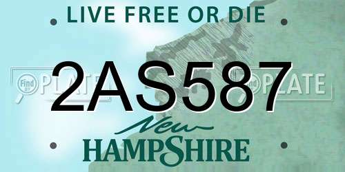 2AS587 New Hampshire License Plate