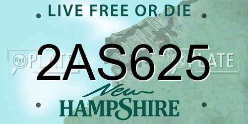 2AS625 New Hampshire License Plate