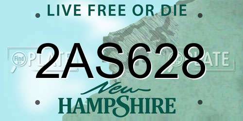 2AS628 New Hampshire License Plate