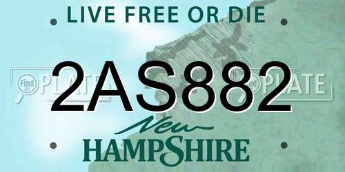 2AS882 New Hampshire License Plate