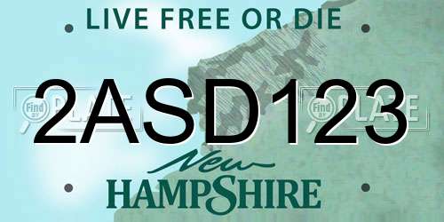 2ASD123 New Hampshire License Plate