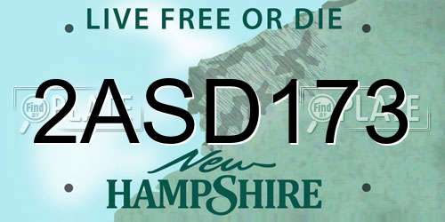 2ASD173 New Hampshire License Plate