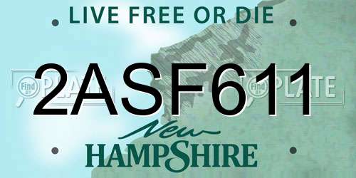 2ASF611 New Hampshire License Plate