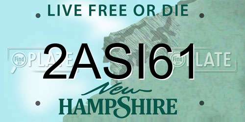2ASI61 New Hampshire License Plate