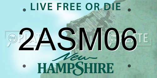 2ASM06 New Hampshire License Plate