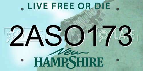 2ASO173 New Hampshire License Plate
