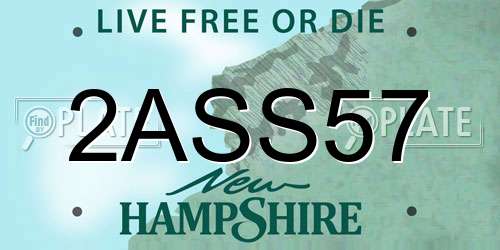 2ASS57 New Hampshire License Plate