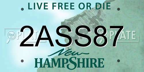 2ASS87 New Hampshire License Plate