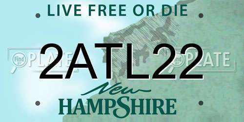 2ATL22 New Hampshire License Plate