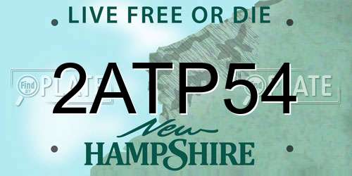 2ATP54 New Hampshire License Plate