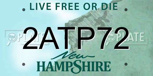 2ATP72 New Hampshire License Plate