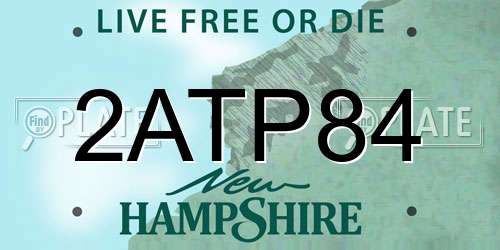 2ATP84 New Hampshire License Plate