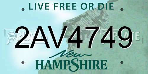 2AV4749 New Hampshire License Plate