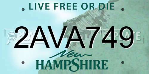 2AVA749 New Hampshire License Plate