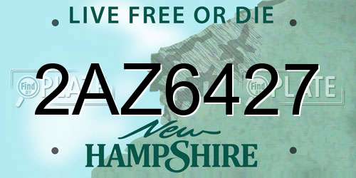 2AZ6427 New Hampshire License Plate