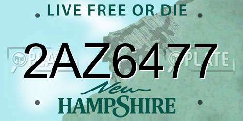 2AZ6477 New Hampshire License Plate
