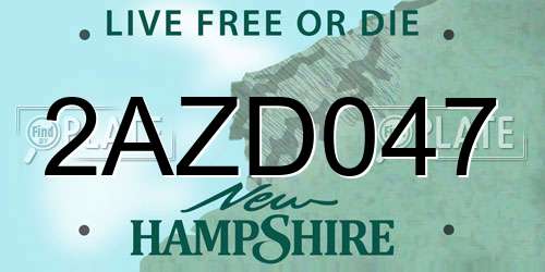 2AZD047 New Hampshire License Plate