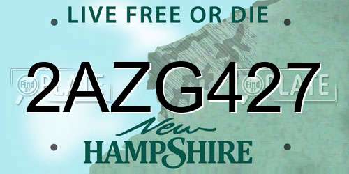 2AZG427 New Hampshire License Plate