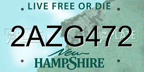 2AZG472 New Hampshire License Plate