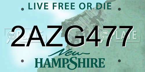 2AZG477 New Hampshire License Plate