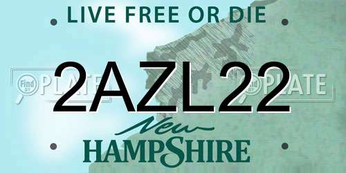 2AZL22 New Hampshire License Plate