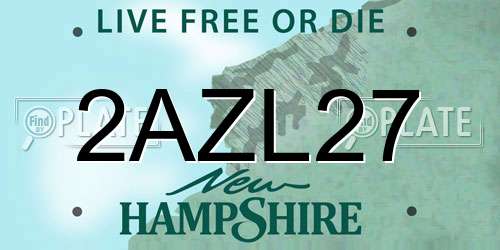 2AZL27 New Hampshire License Plate