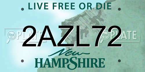 2AZL72 New Hampshire License Plate