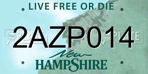 2AZP014 New Hampshire License Plate