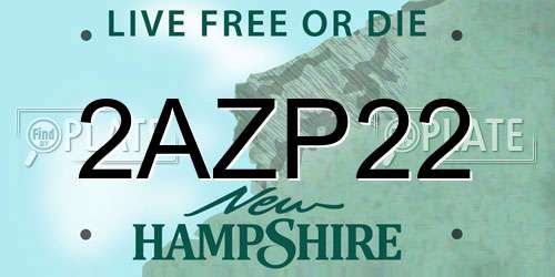 2AZP22 New Hampshire License Plate