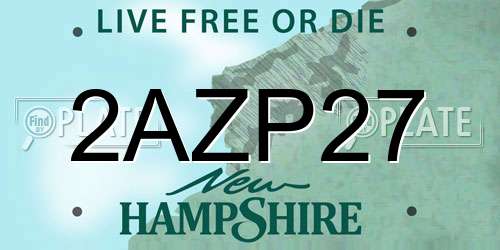2AZP27 New Hampshire License Plate