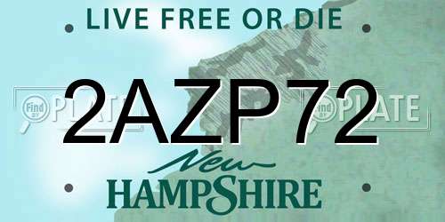 2AZP72 New Hampshire License Plate