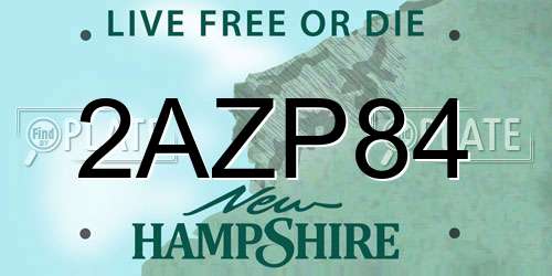 2AZP84 New Hampshire License Plate