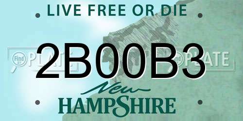 2B00B3 New Hampshire License Plate