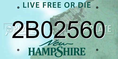 2B02560 New Hampshire License Plate