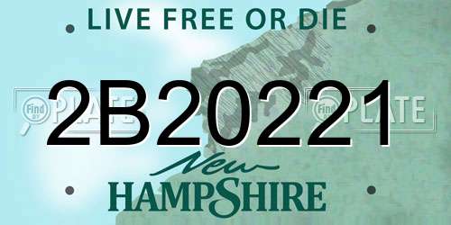2B20221 New Hampshire License Plate