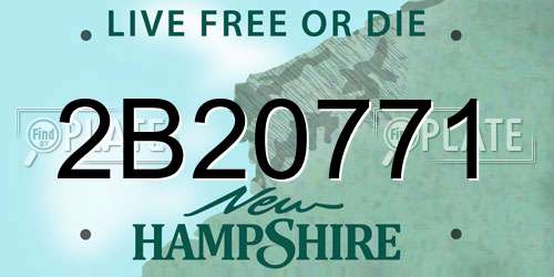 2B20771 New Hampshire License Plate