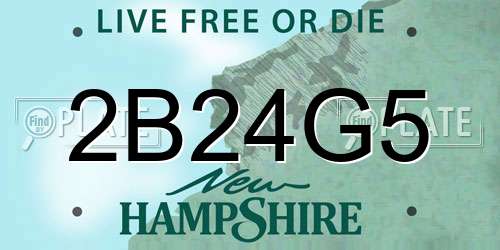 2B24G5 New Hampshire License Plate