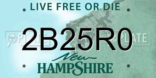 2B25R0 New Hampshire License Plate