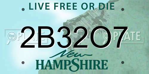 2B32O7 New Hampshire License Plate