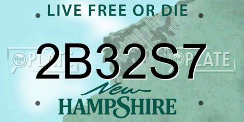 2B32S7 New Hampshire License Plate
